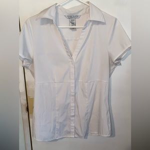 Fred David White Button up Short Sleeve Blouse
